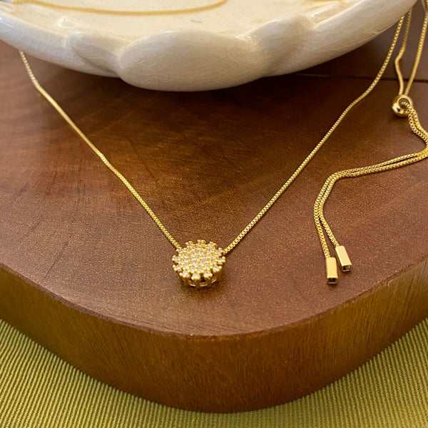 Colar Regulável Zircônias Dourado