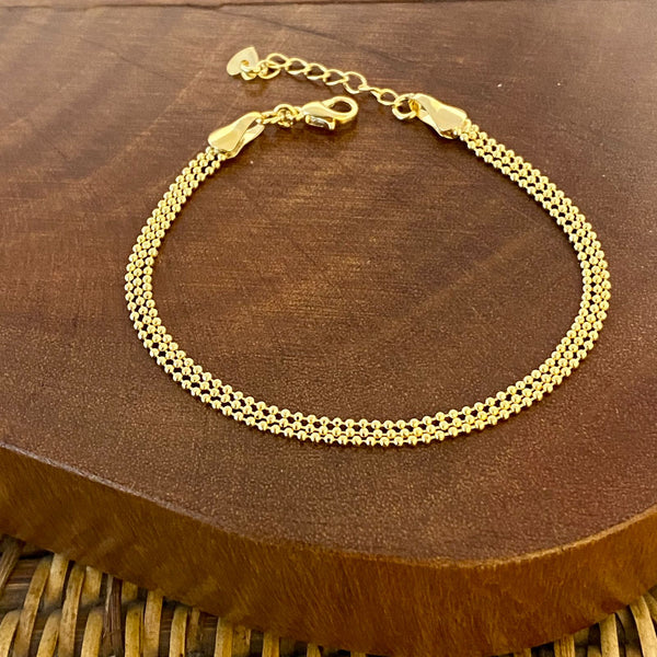 Pulseira 3 Correntes Dourada